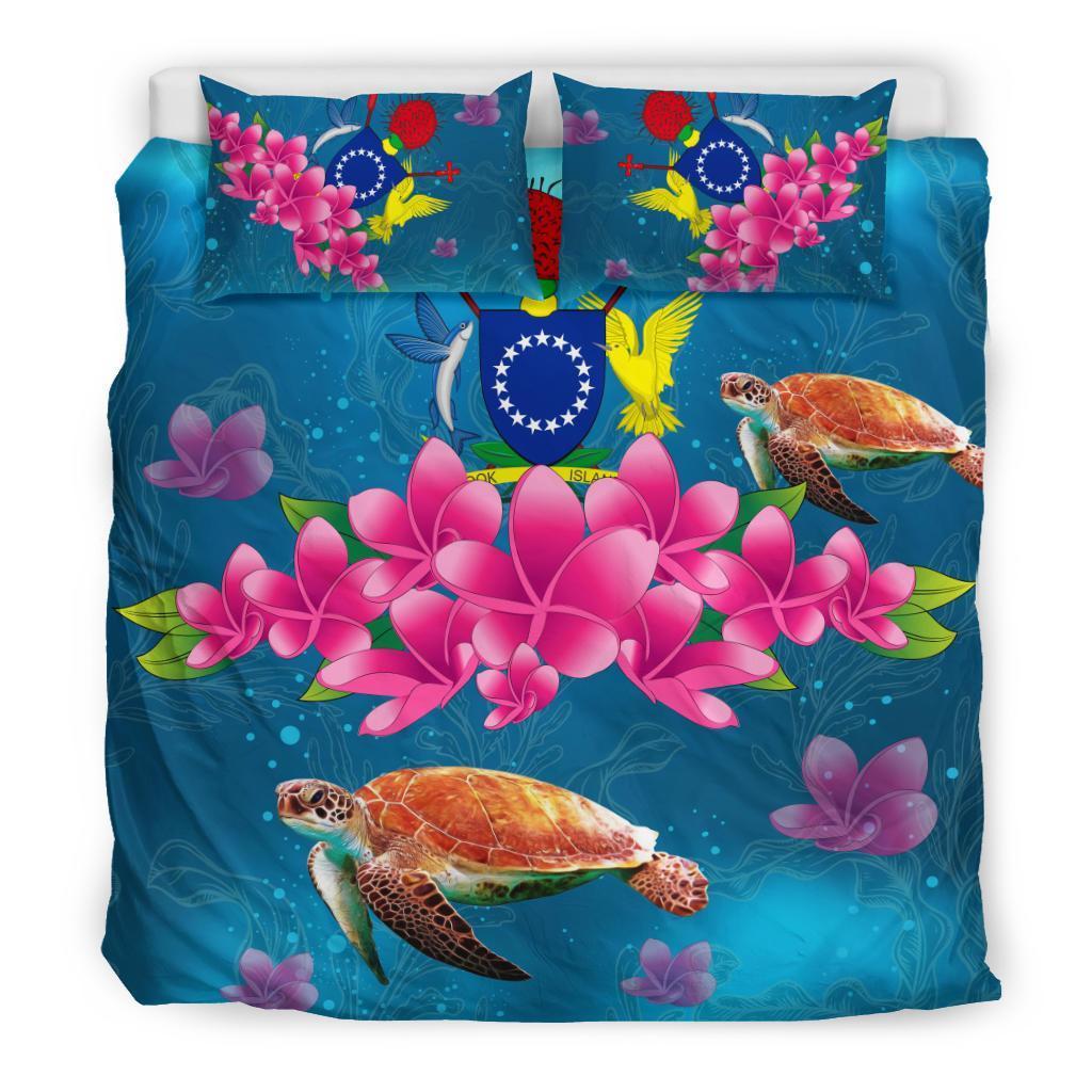 Cook Islands Plumeria Kanaka Turtle Sea Bedding Set - AH - Vibe Hoodie Shop