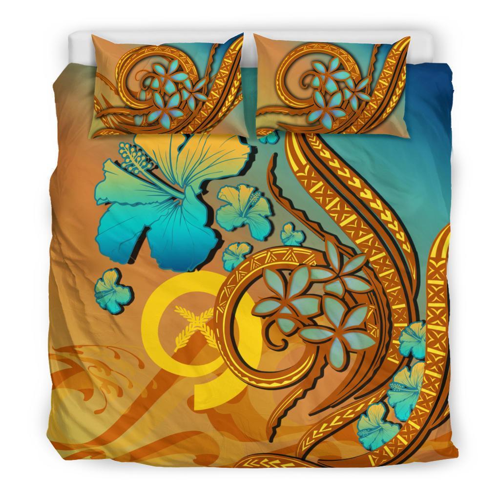 Vanuatu Polynesian Bedding Set Sunset Glow - Vibe Hoodie Shop