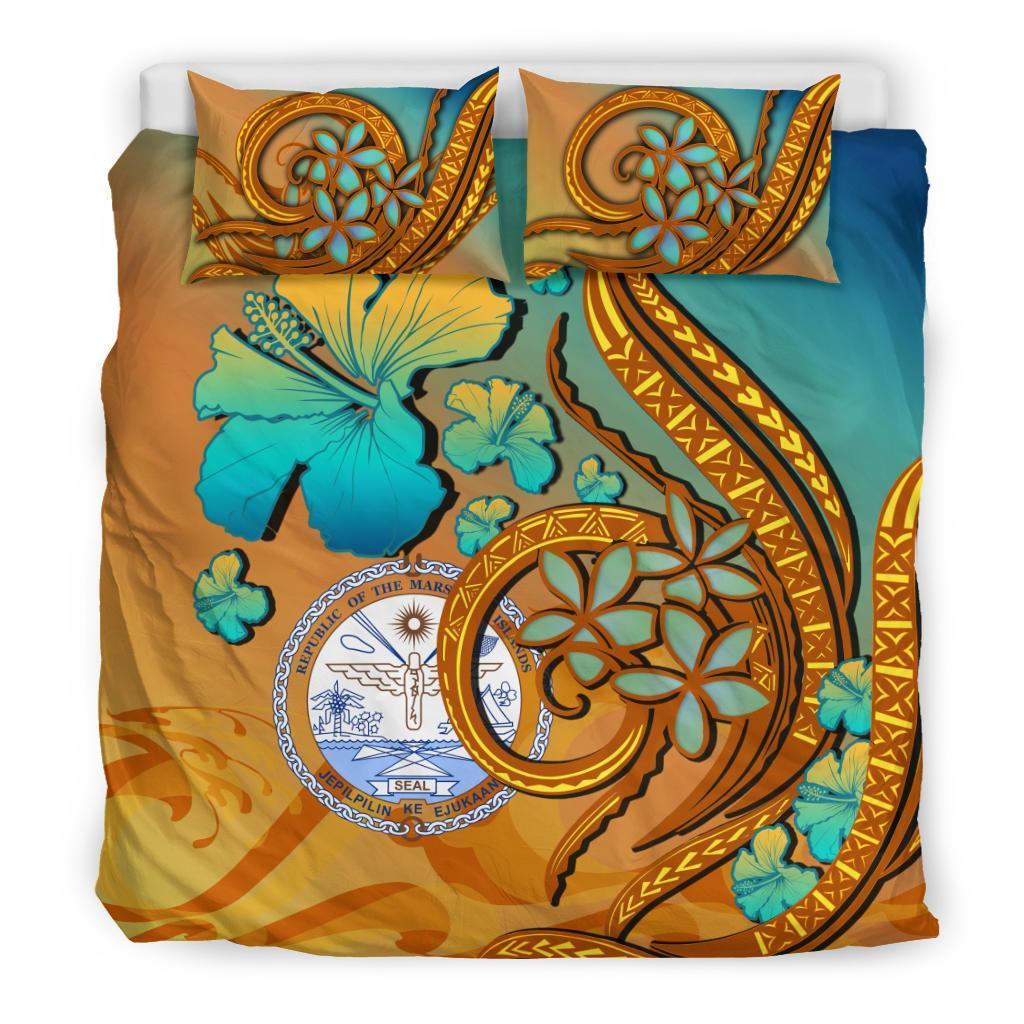 Marshall Islands Polynesian Bedding Set Sunset Glow - Vibe Hoodie Shop