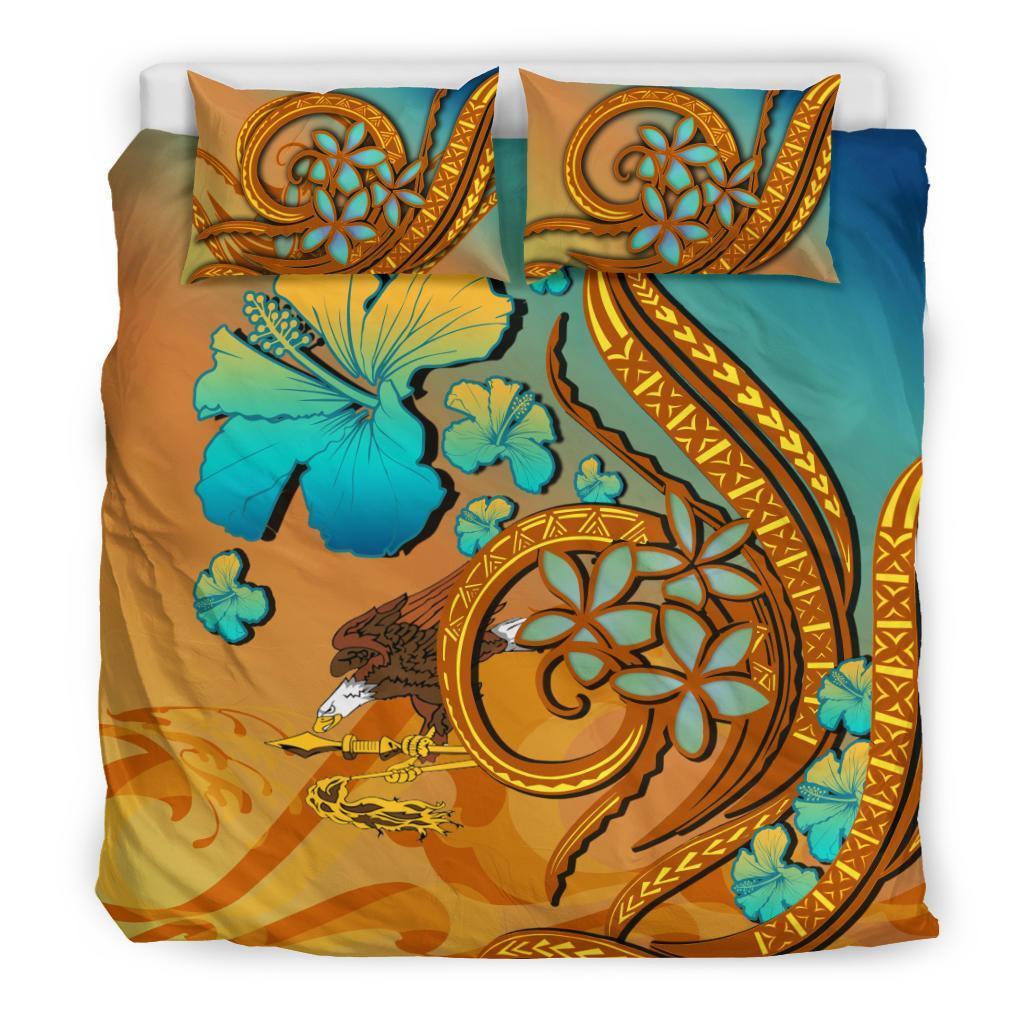 American Samoa Eagle Polynesian Bedding Set Sunset Glow - Vibe Hoodie Shop