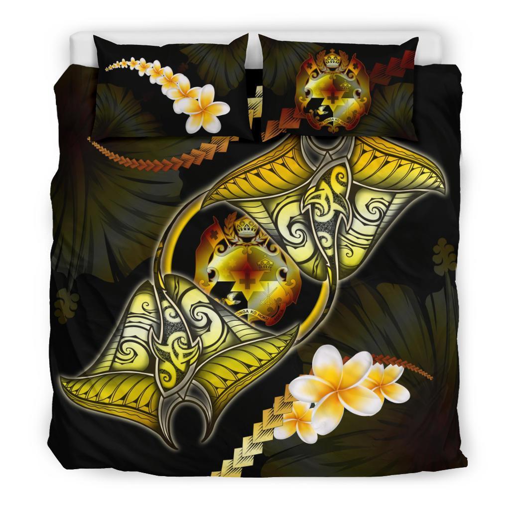 Tonga Bedding Set Plumeria - Polynesian Manta Ray Yellow - Vibe Hoodie Shop