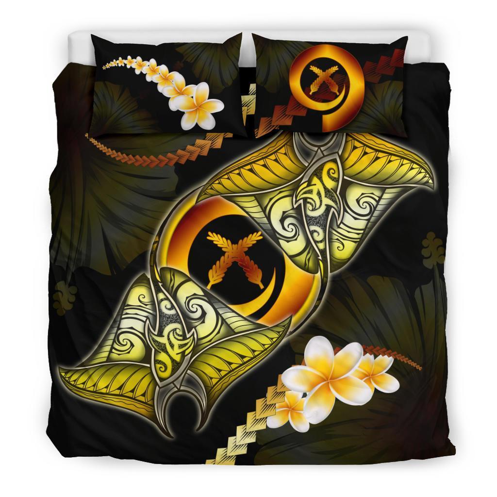 Vanuatu Bedding Set Plumeria - Polynesian Manta Ray Yellow - Vibe Hoodie Shop