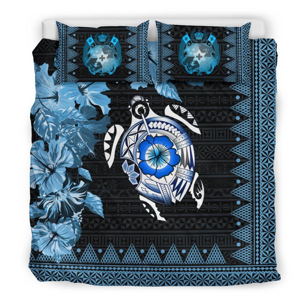 Tonga Bedding Set - Turtle Hibiscus Blue - Vibe Hoodie Shop