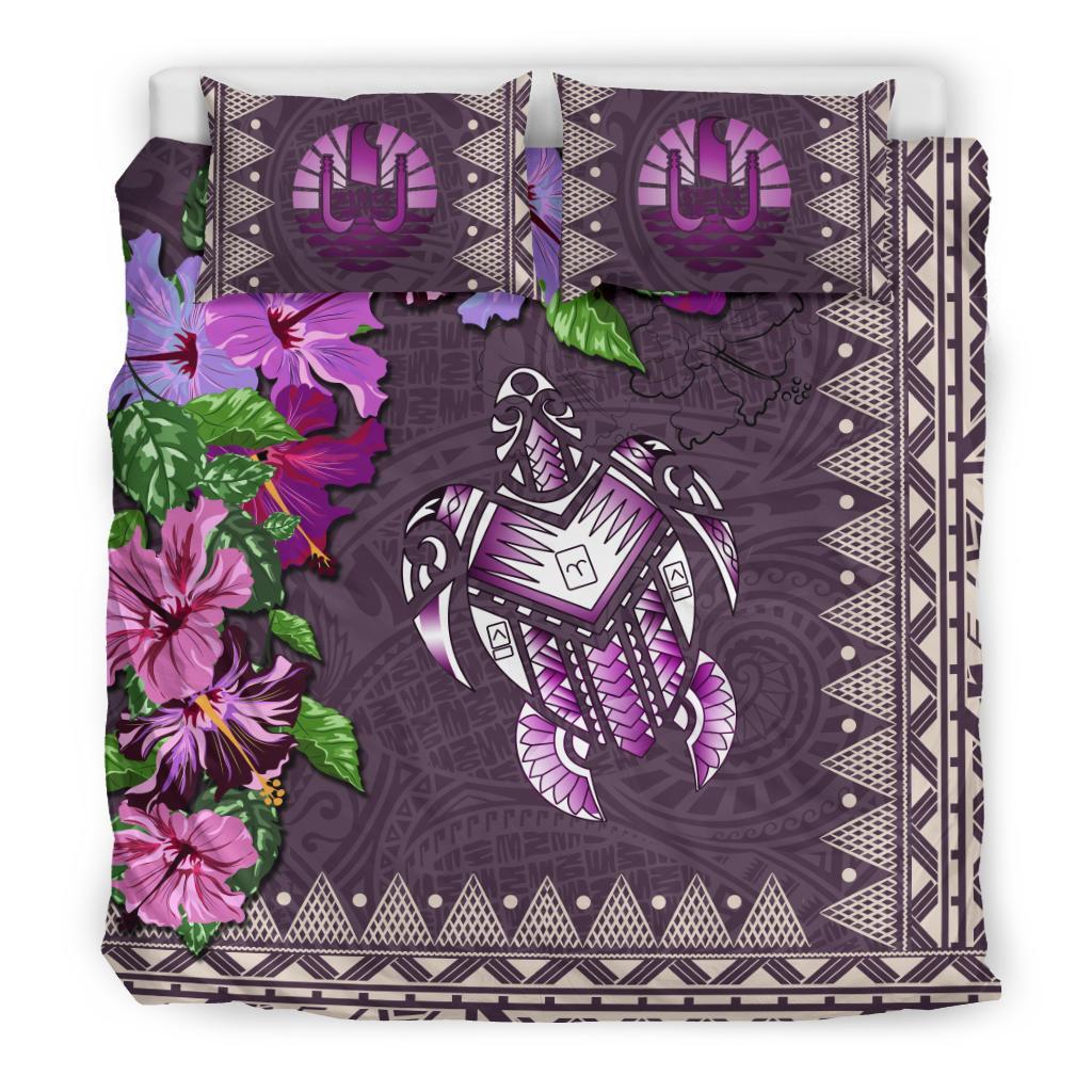 Tahiti Bedding Set - Turtle Hibiscus Purple - Vibe Hoodie Shop