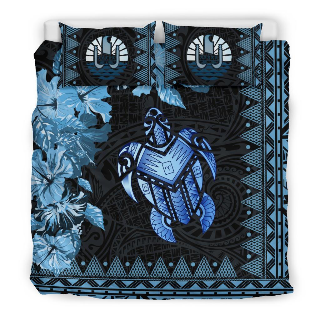 Tahiti Bedding Set - Turtle Hibiscus Blue - Vibe Hoodie Shop