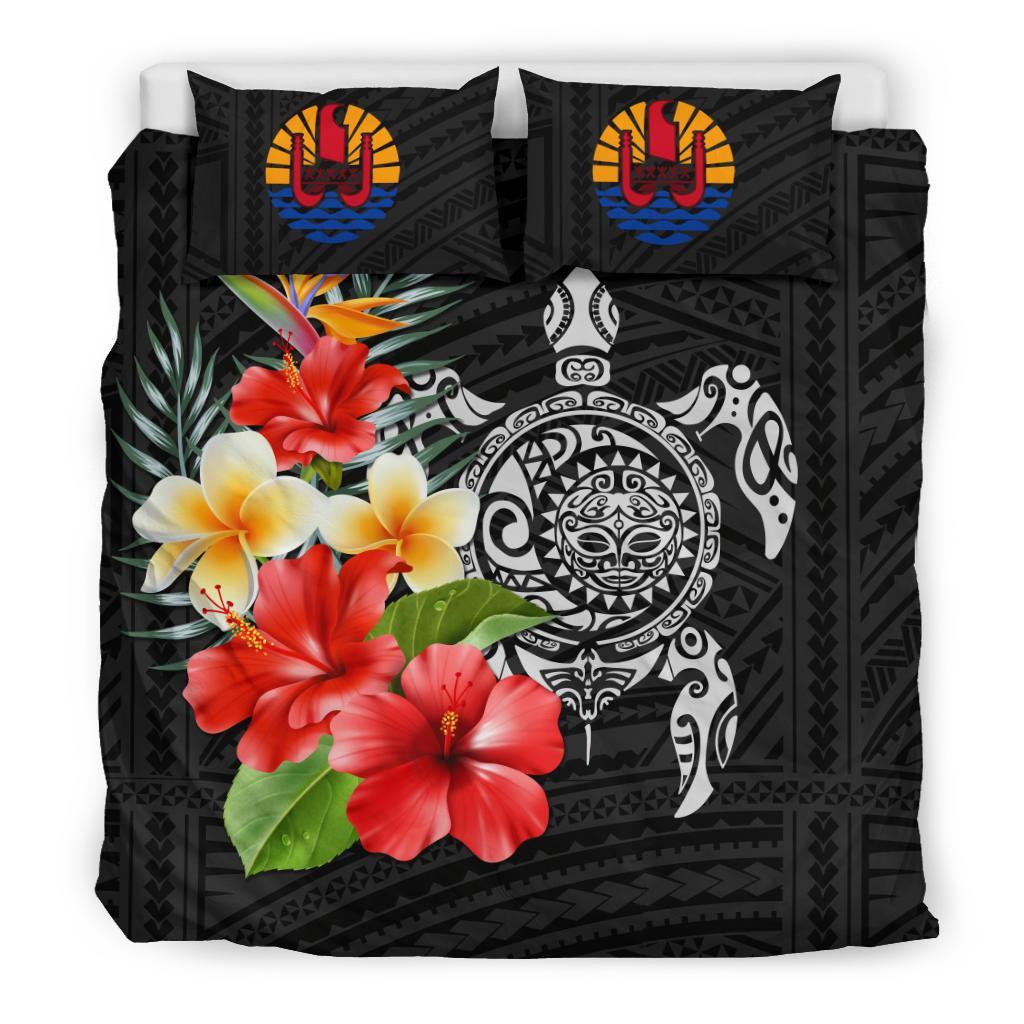 Tahiti Bedding Set - Polynesian Hibiscus And Plumeria - Vibe Hoodie Shop