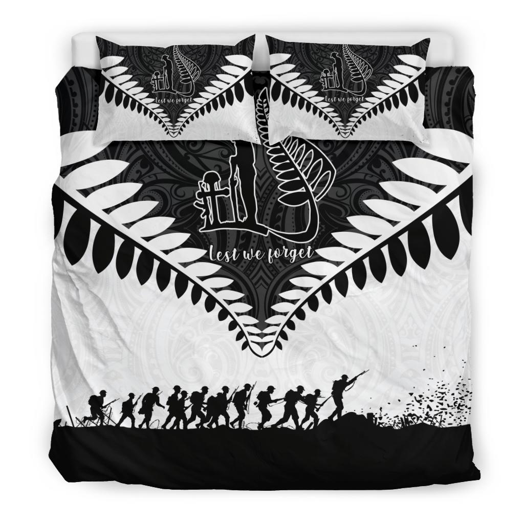 New Zealand ANZAC Bedding Set, Lest We Forget Silver Fern Duvet Cover And Pillow Case - Vibe Hoodie Shop
