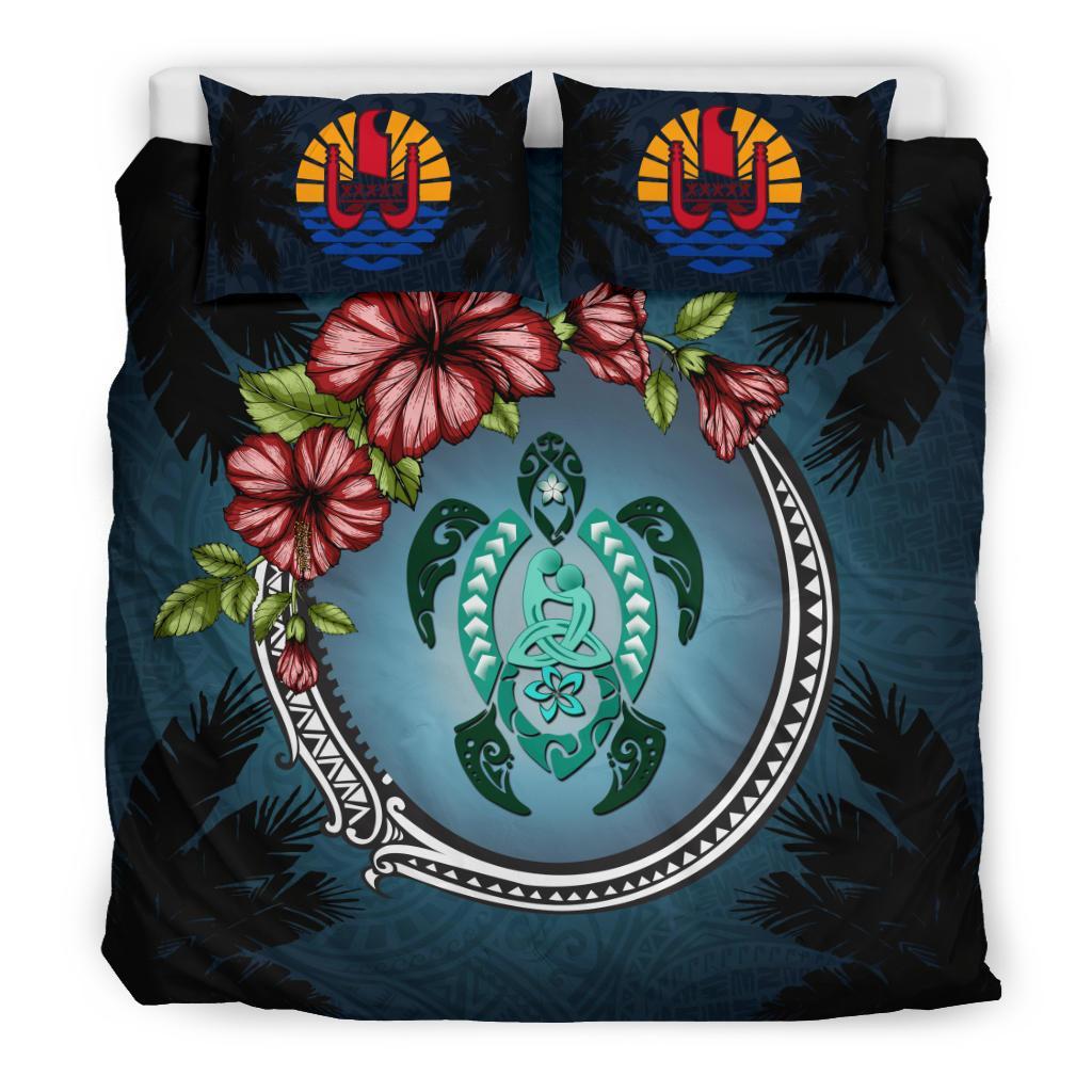 Tahiti Bedding Set - Polynesian Turtle Hibiscus Mother Son - Vibe Hoodie Shop