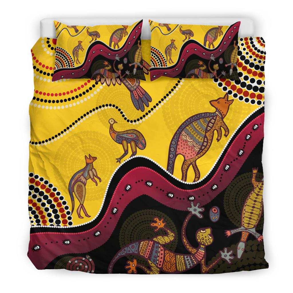 Aboriginal Bedding Set - Indigenous Animals Life Art - Vibe Hoodie Shop