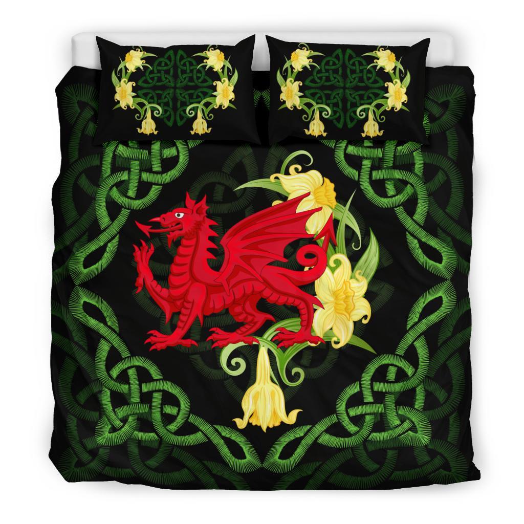 Wales Bedding Set - Dragon Daffodil Celtic - Vibe Hoodie Shop