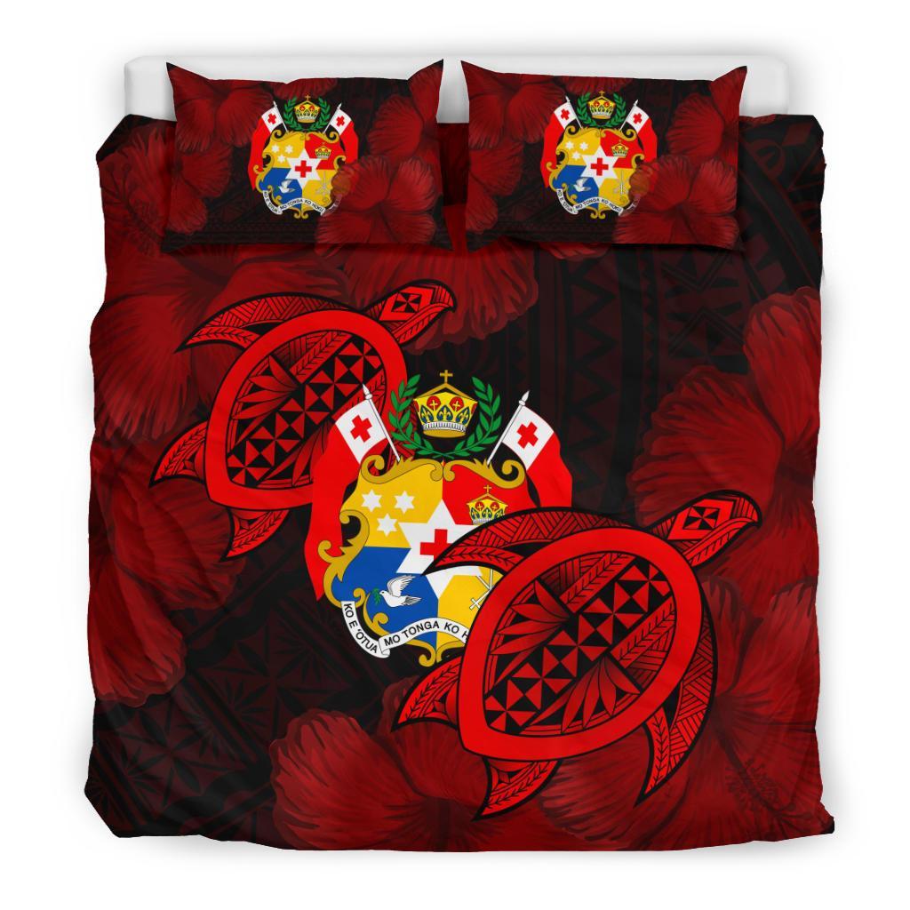 Tonga Bedding Set - Turtle Hibiscus Coat Of Arm - Ah - Vibe Hoodie Shop