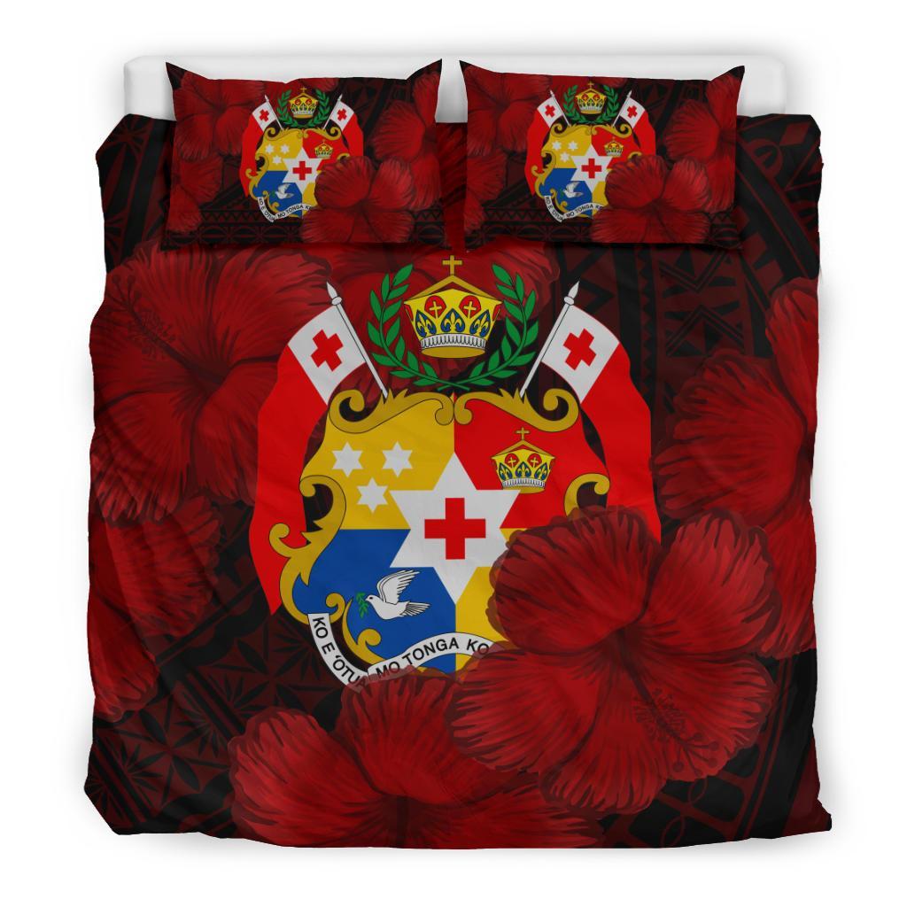 Tonga Coat Of Arm Hibiscus Bedding Set - Ah - Vibe Hoodie Shop