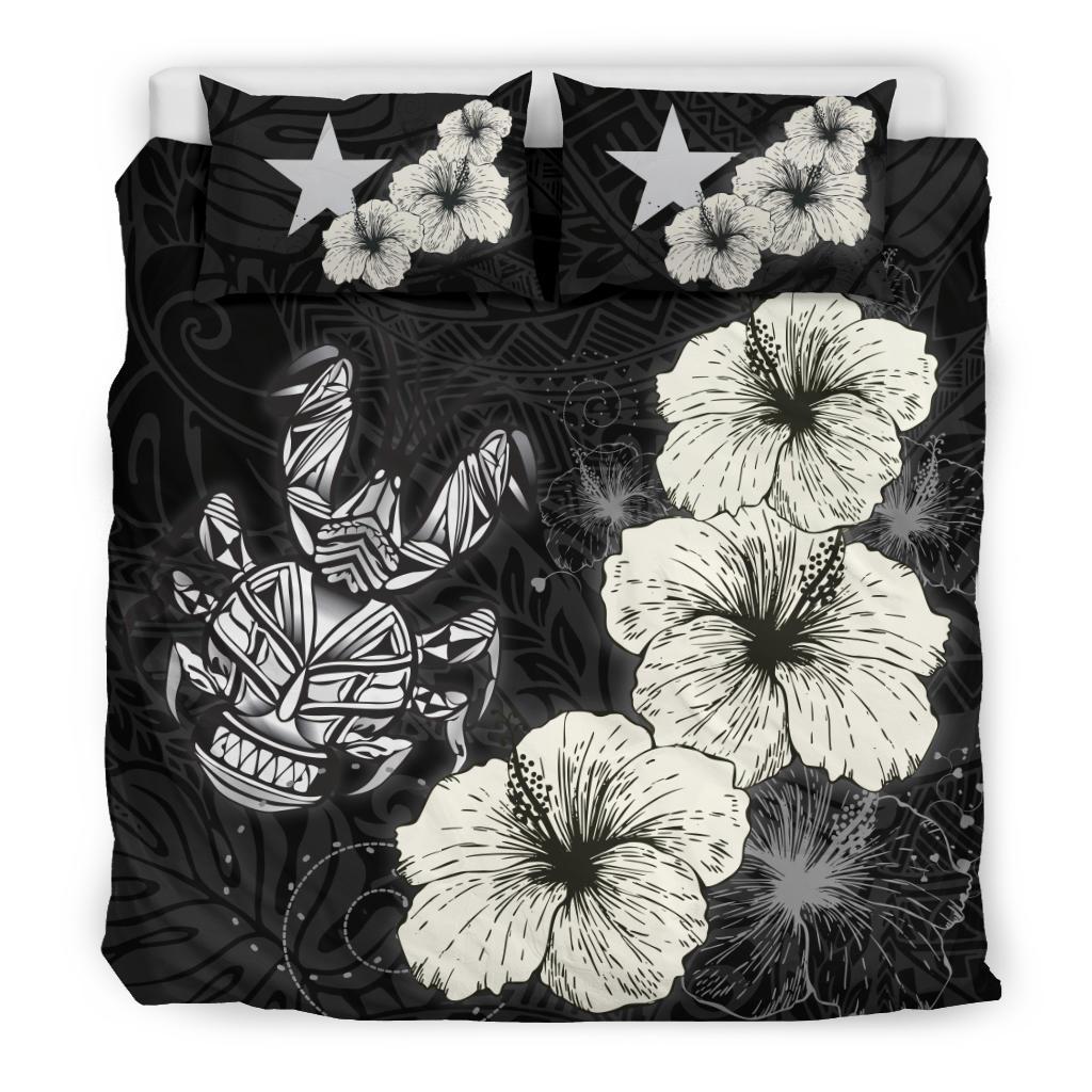 Niue Hibiscus Turtle Polynesian Bedding Set - Style Black - Vibe Hoodie Shop