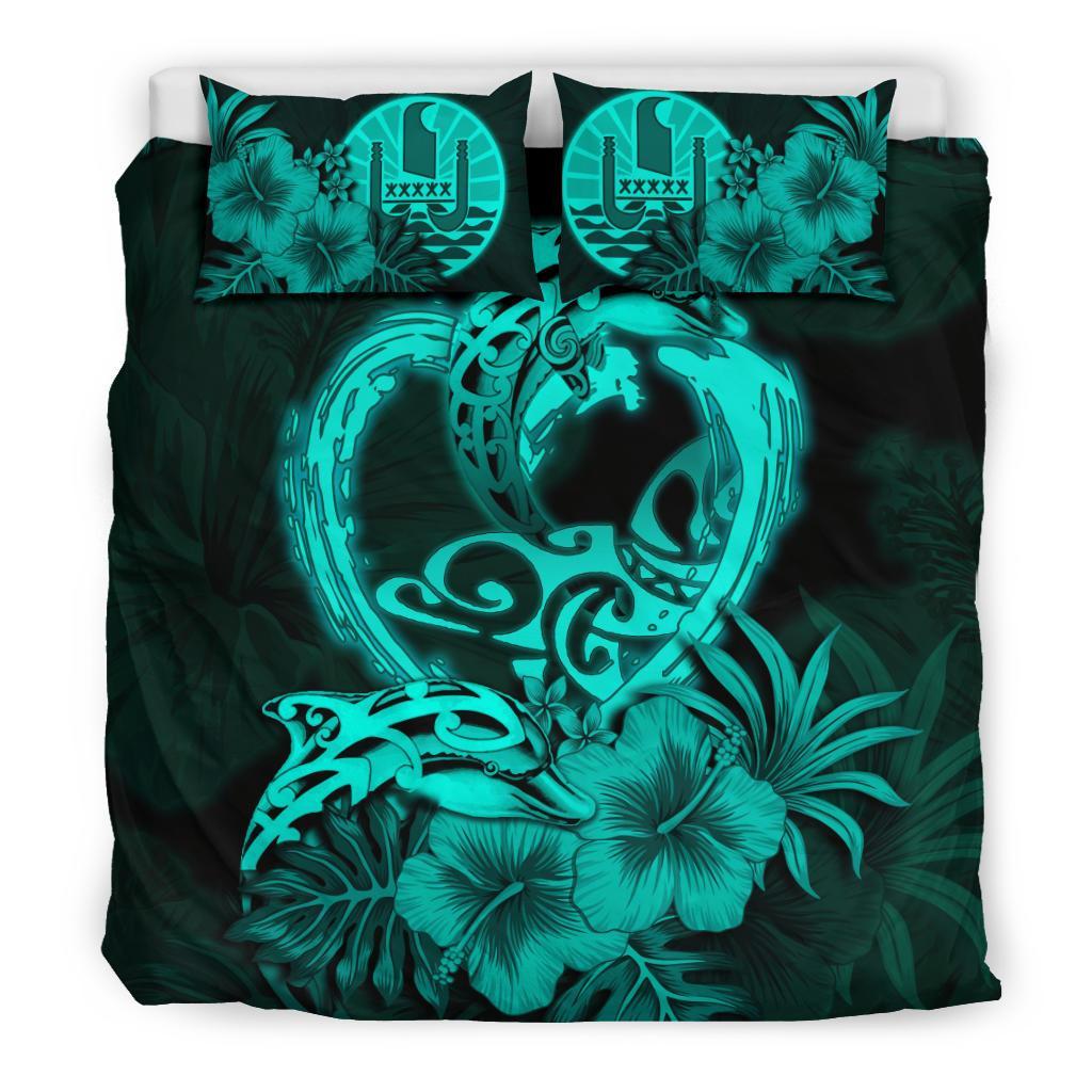 Tahiti Bedding Set I Love Dophins Duvet Cover Hibiscus - Vibe Hoodie Shop