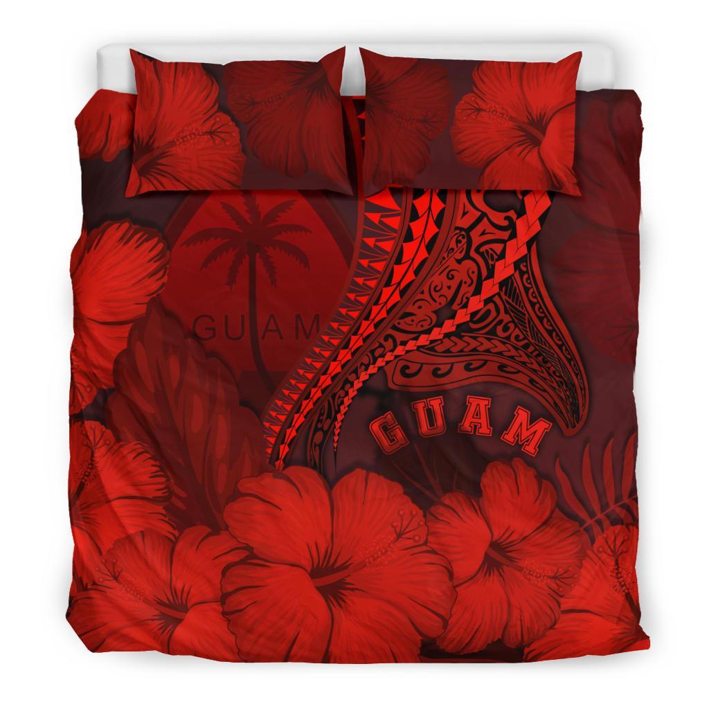 Guam Bedding Set Guam Manta Polynesian Hibiscus (Red) - Vibe Hoodie Shop