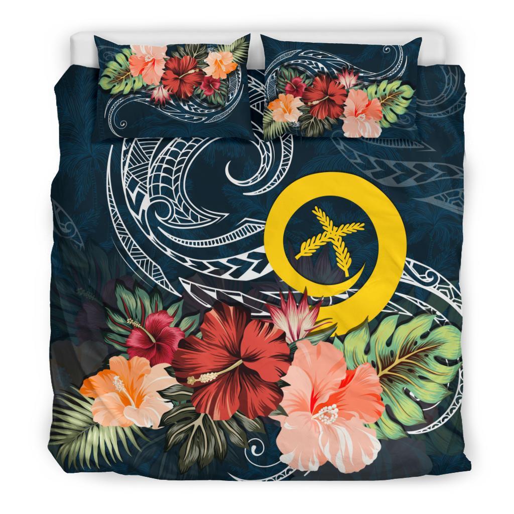 Vanuatu Bedding Set Hibiscus Polynesian Wave Duvet Cover - Vibe Hoodie Shop