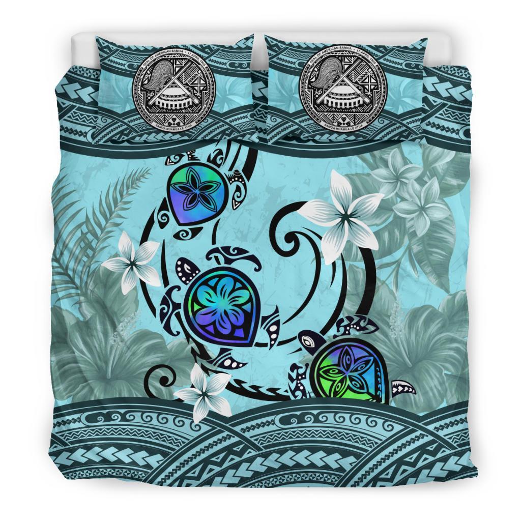 American Samoa Bedding Set - Polynesian Turtle Plumeria - Vibe Hoodie Shop