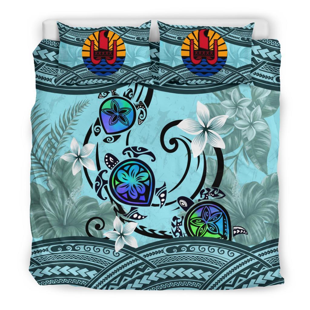 Tahiti Bedding Set - Polynesian Turtle Plumeria - Vibe Hoodie Shop