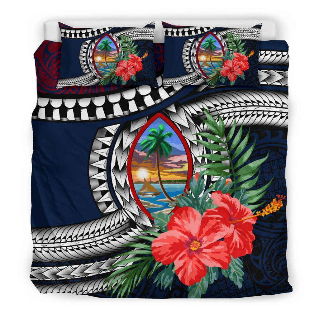 Guam Bedding Set - Polynesian Coat Of Arms Hibiscus - Vibe Hoodie Shop