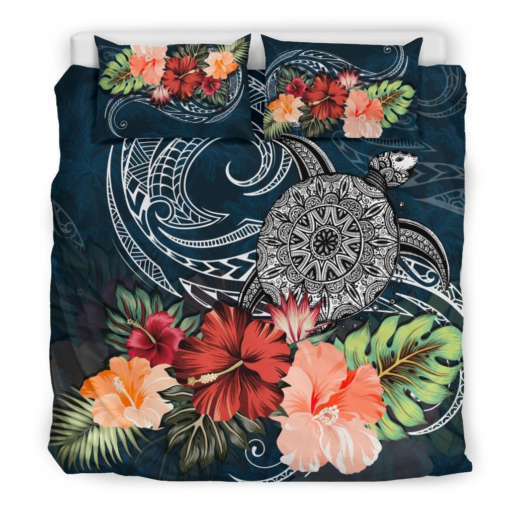 Turtle And Hibiscus Bedding Set Polynesian - Vibe Hoodie Shop