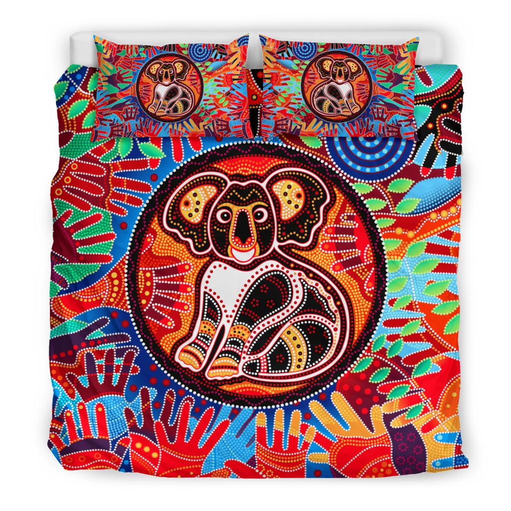 Aboriginal Bedding Set, Koala and Hand Art Dot Painting Bedding Set - Vibe Hoodie Shop