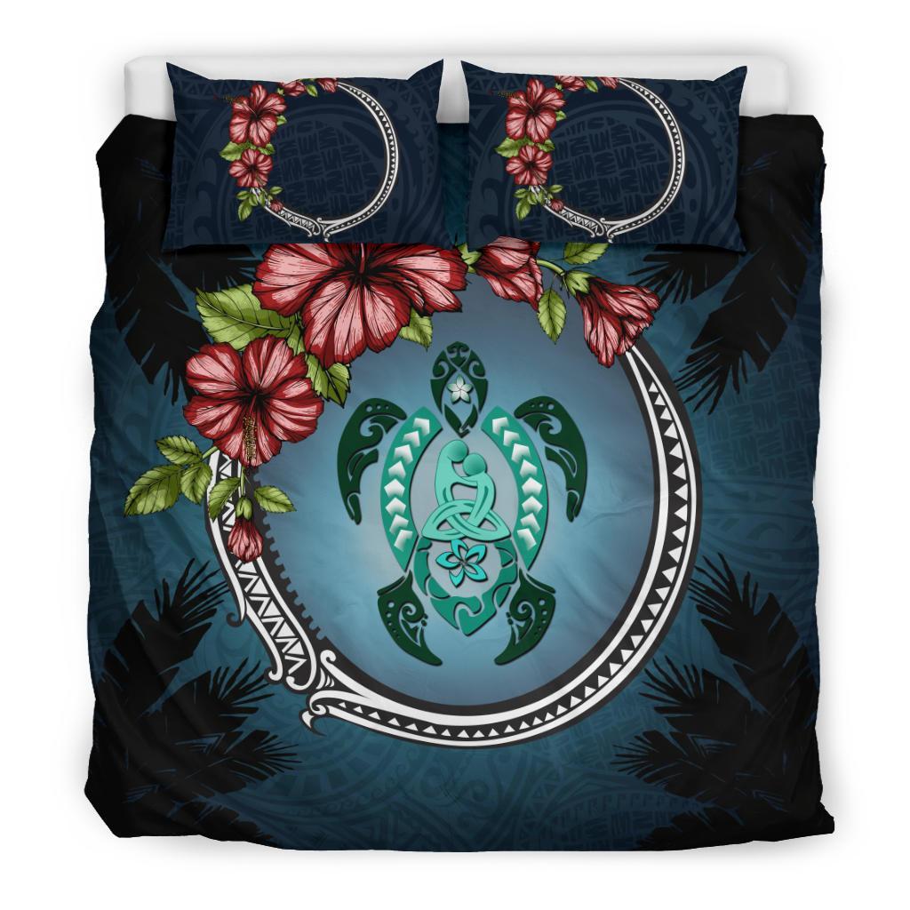 Polynesian Bedding Set - Polynesian Ohana Turtle Hibiscus Mother Son - Vibe Hoodie Shop