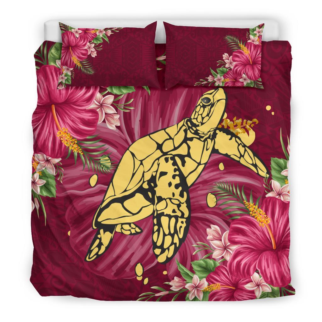 Polynesian Bedding Set - Turtle Polynesian Hibiscus - Vibe Hoodie Shop