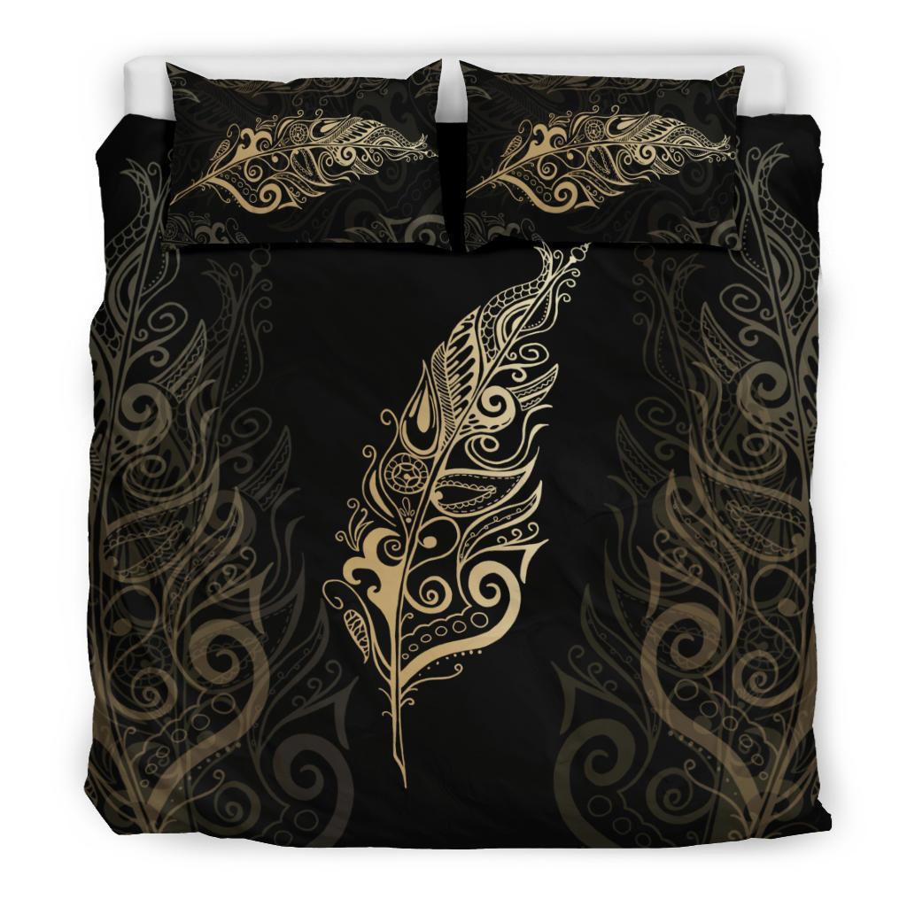 Light Silver Fern New Zealand Bedding Set - Golden - Vibe Hoodie Shop