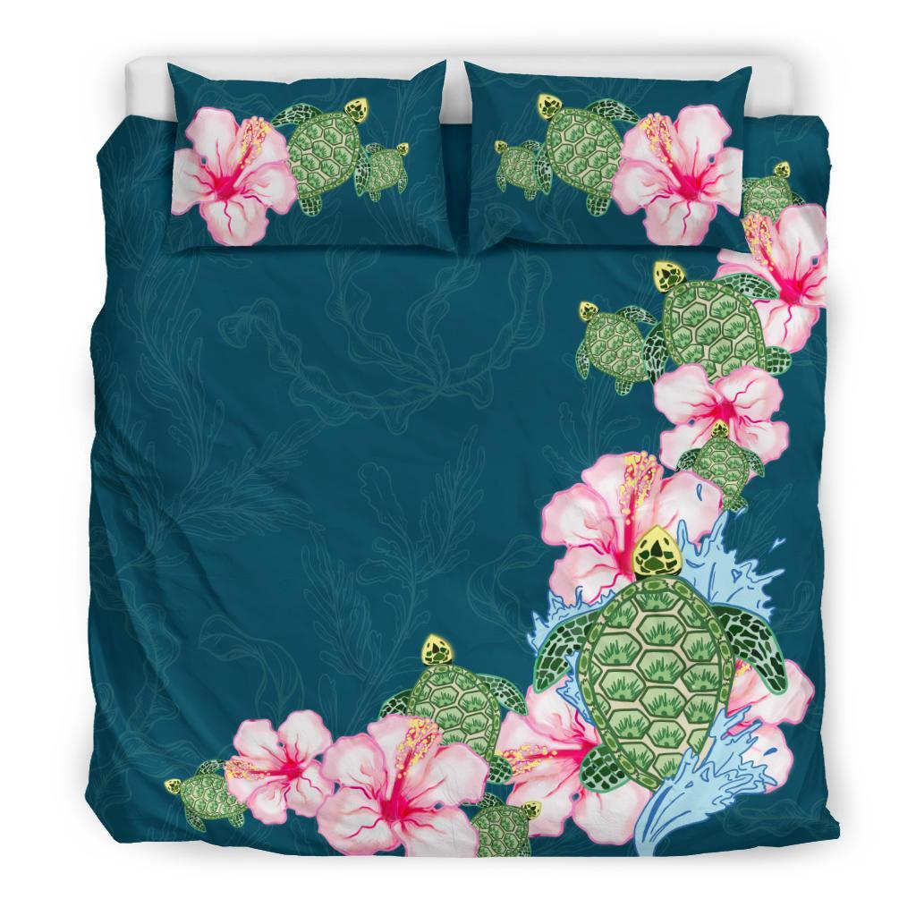 Hibiscus Turtle Bedding Set - Vibe Hoodie Shop