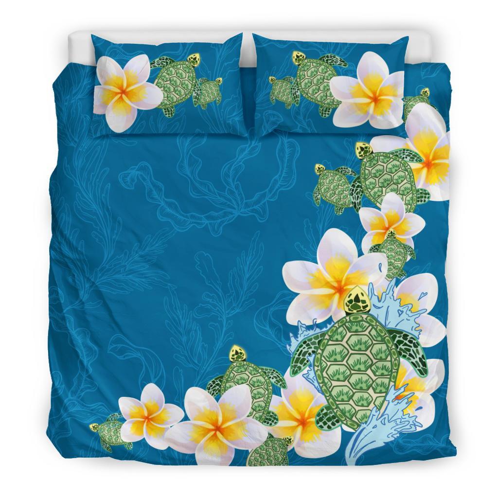 Plumeria Sea Turtle Bedding Set - Vibe Hoodie Shop