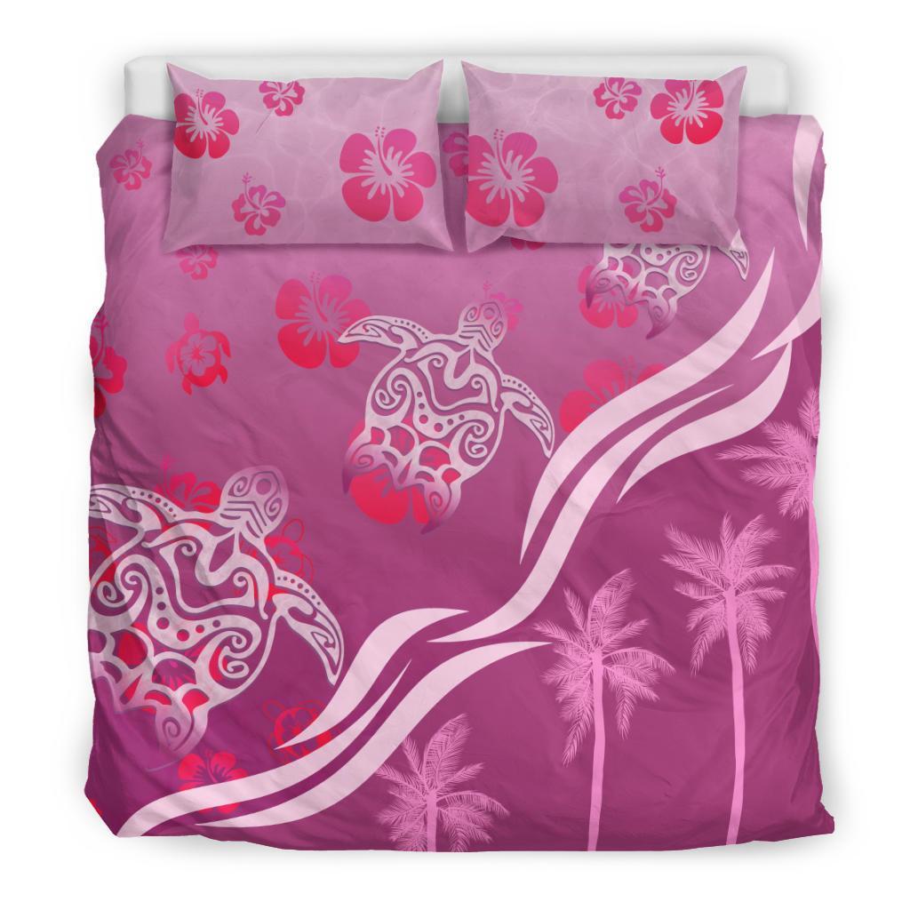 Pink Turtle Hibiscus Bedding Set - Vibe Hoodie Shop