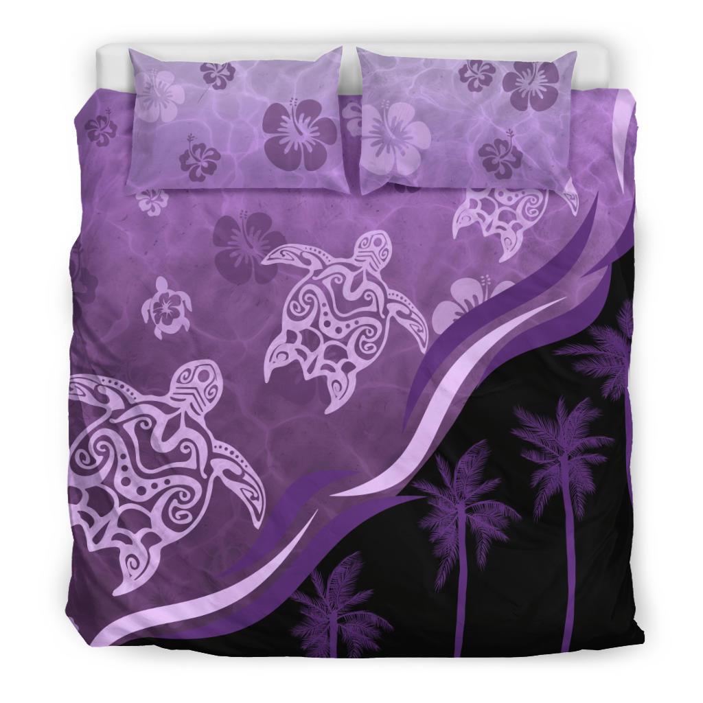 Purple Turtle Hibiscus Bedding Set - Vibe Hoodie Shop