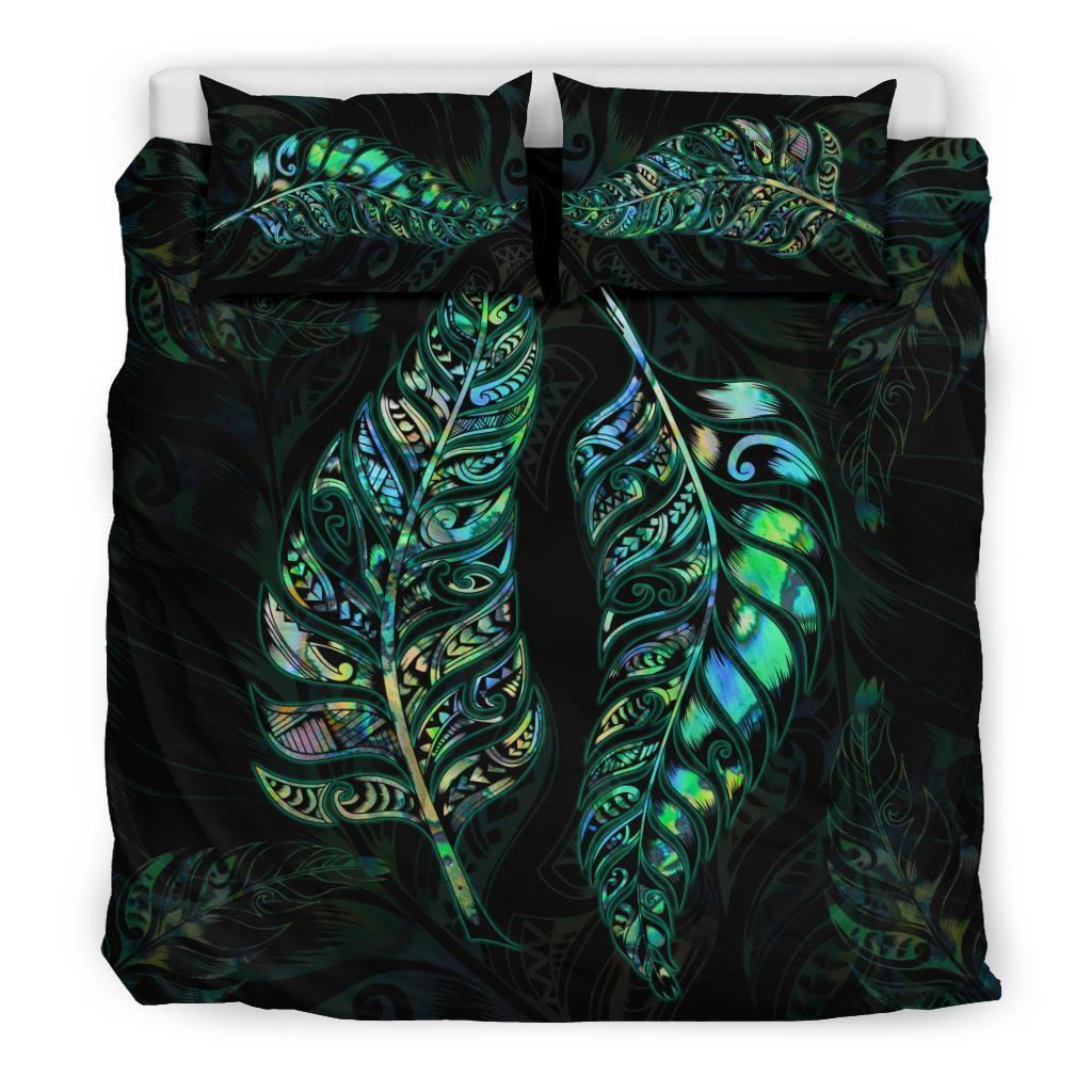 New Zealand Silver Fern Couple Bedding Set Paua Shell - Vibe Hoodie Shop