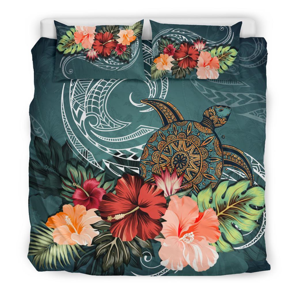 Turtle Polynesian Bedding Set Hibiscus Polynesian - Vibe Hoodie Shop