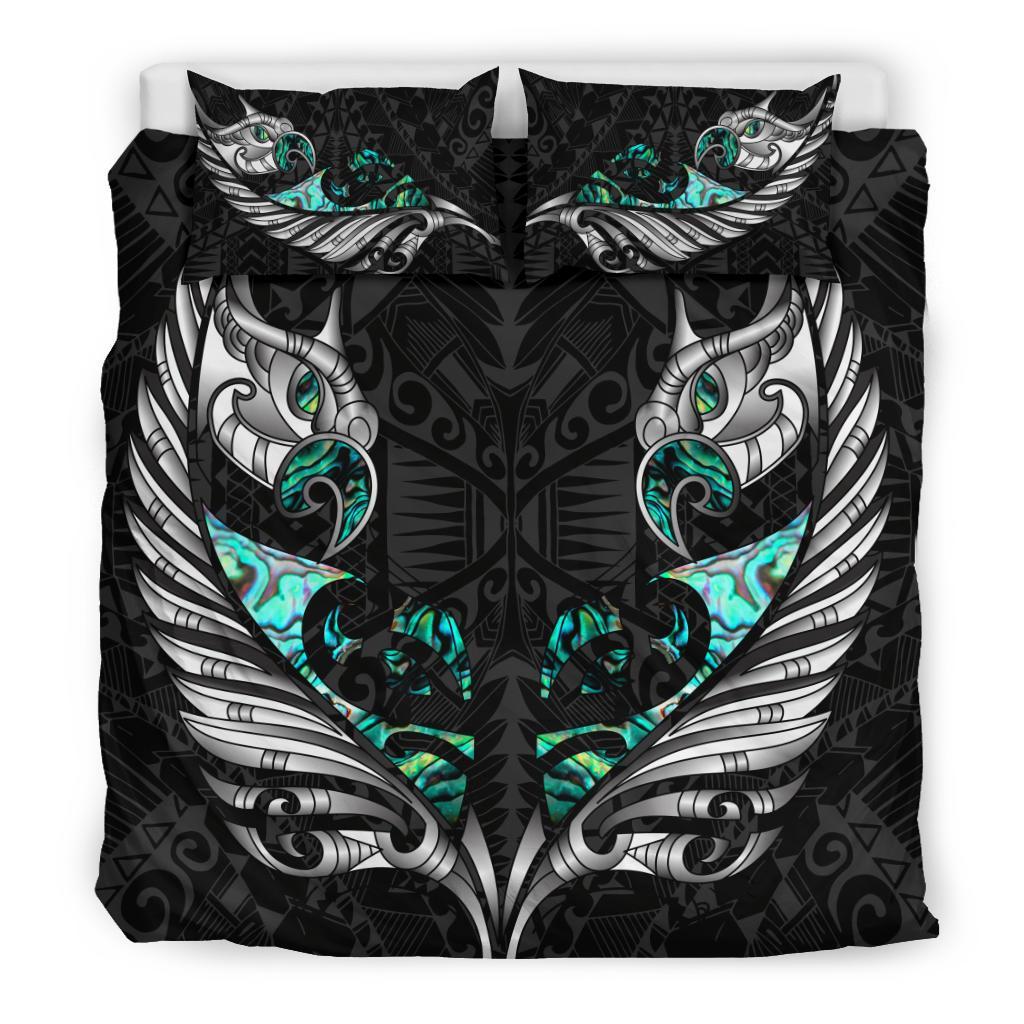 New Zealand Bedding Set Manaia Paua Fern Wing - White - Vibe Hoodie Shop