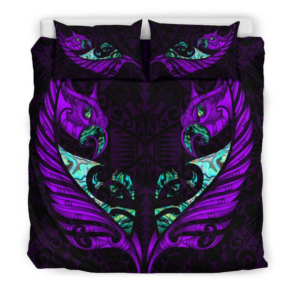 New Zealand Bedding Set Manaia Paua Fern Wing - Violet - Vibe Hoodie Shop