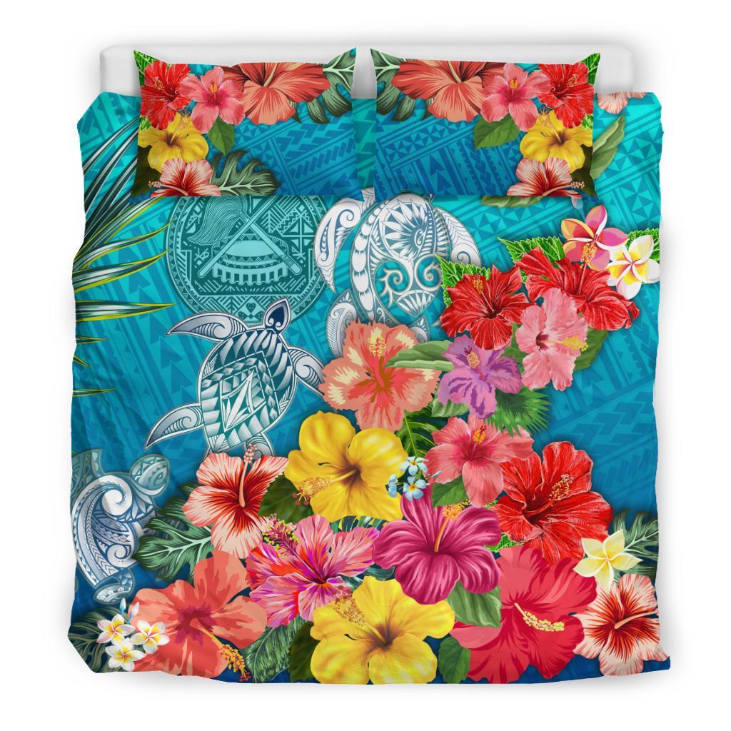 American Samoa Bedding Three Turtle Hibiscus Colorful - Vibe Hoodie Shop