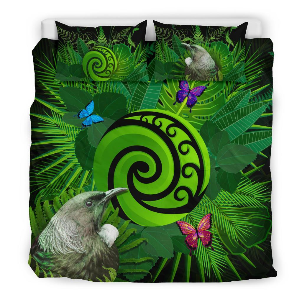 New Zealand Bedding Set Koru Fern Mix Tui Bird - Tropical Floral - Vibe Hoodie Shop