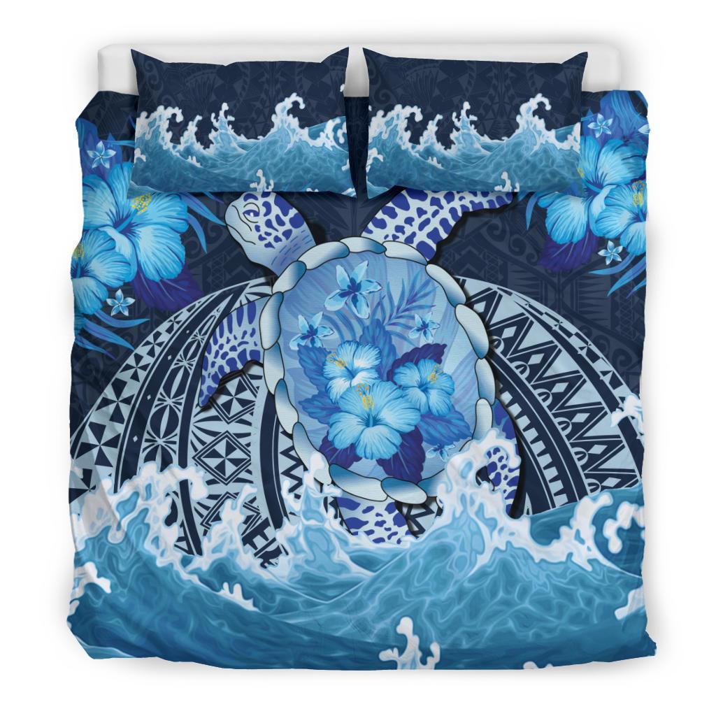 Polynesian Turtle Hibiscus The Blue Sea Bedding Set - Vibe Hoodie Shop