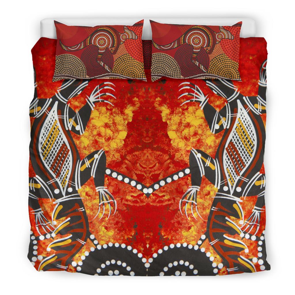 Aboriginal Bedding Set Crocodile, Kangaroo Dot Painting Art - Vibe Hoodie Shop