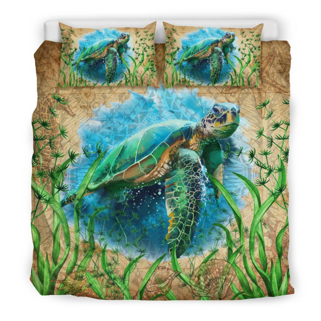 Polynesian Bedding Set Sea Turtle Vintage - Vibe Hoodie Shop