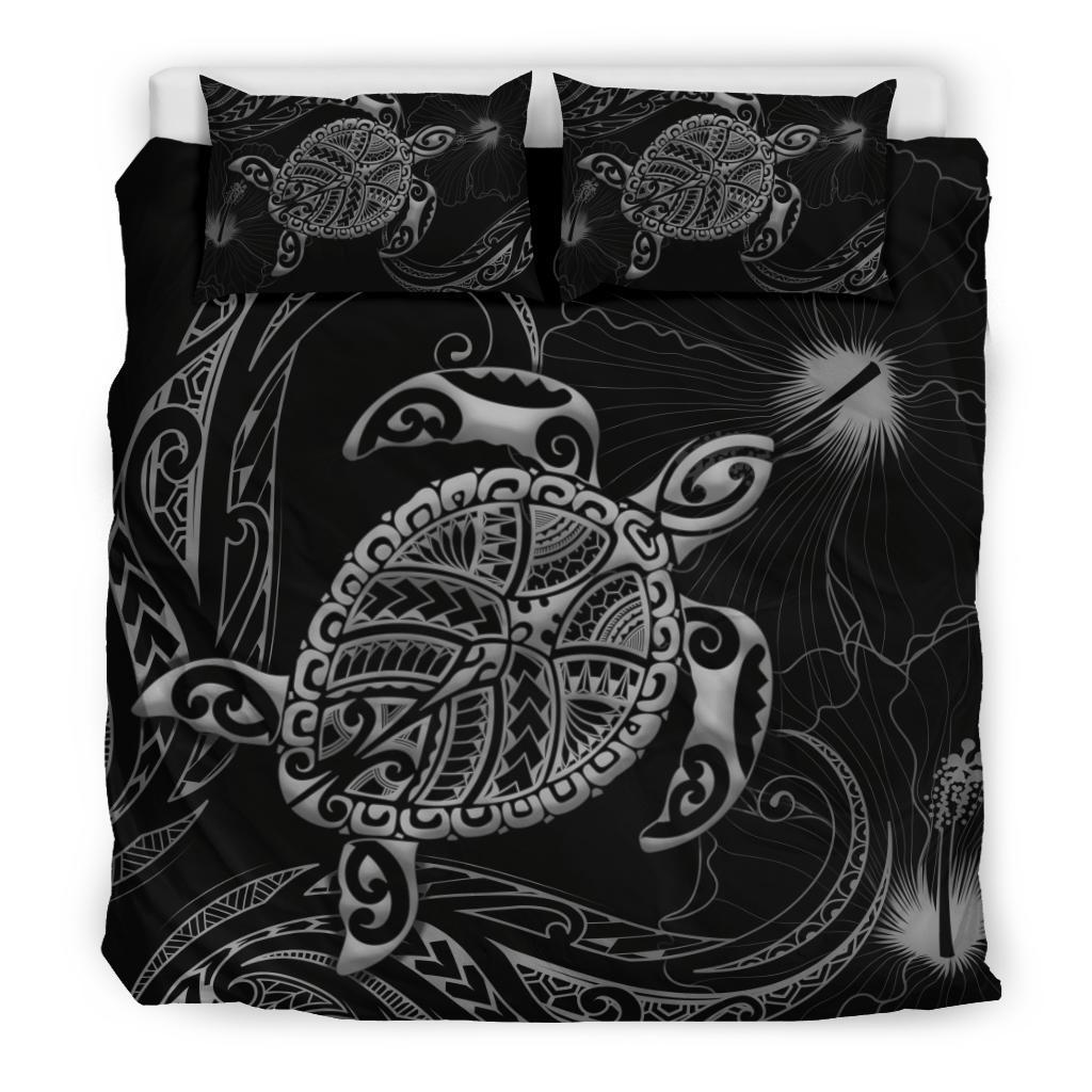 Polynesian Bedding Set Turtle Mix Hibiscus - Gray - Vibe Hoodie Shop