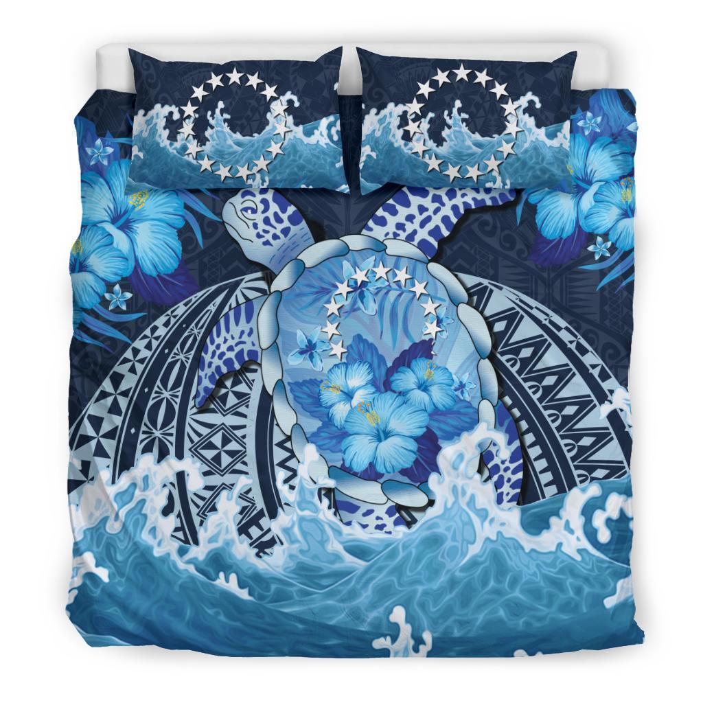 Cook Islands Polynesian Sea Turtle Hibiscus Bedding Set - Vibe Hoodie Shop