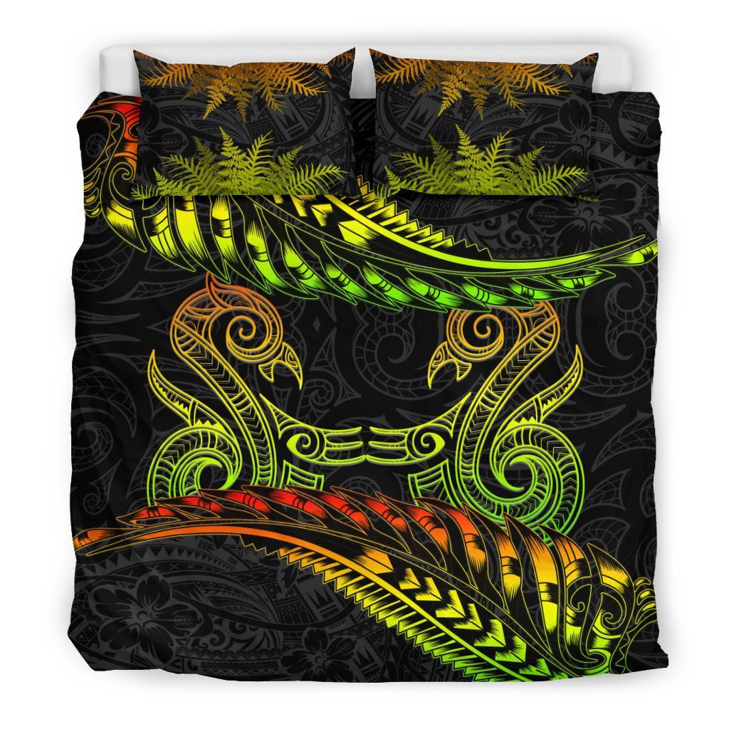 New Zealand Bedding Set Reggae Manaia Maori - Silver Fern Duvet Cover - Vibe Hoodie Shop