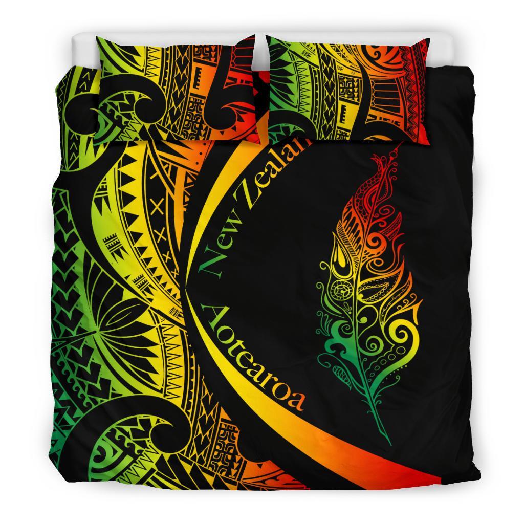 Light Silver Fern Maori Bedding Set Circle Style, Rasta - Vibe Hoodie Shop