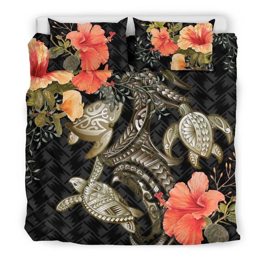 Turtle Mix Hibiscus Bedding Set Polynesian - Vibe Hoodie Shop