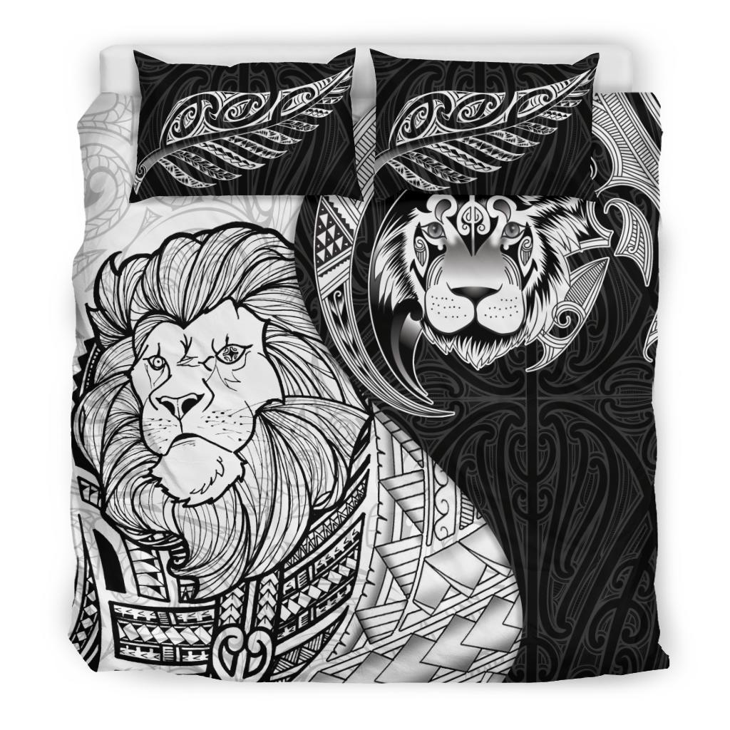 Lion Maori Tattoo, Silver Fern Bedding Set - Vibe Hoodie Shop