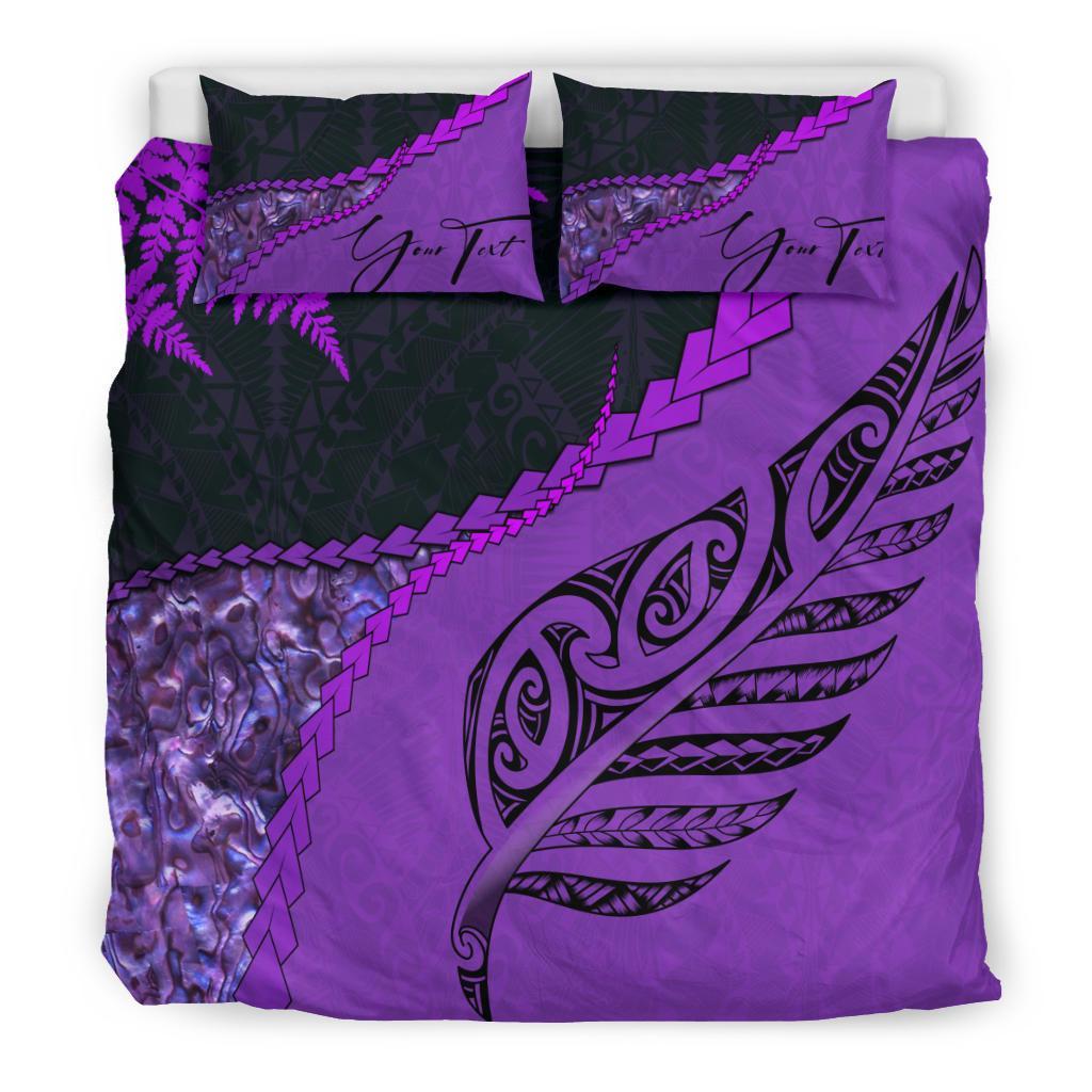 Signature Custom, Paua Shell Maori Silver Fern Bedding Set Purple - Vibe Hoodie Shop