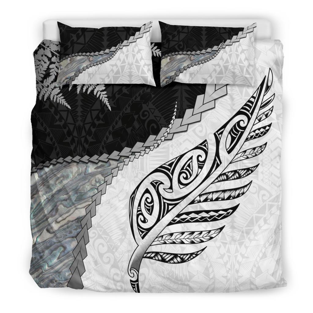 Paua Shell Maori Silver Fern Bedding Set - Vibe Hoodie Shop