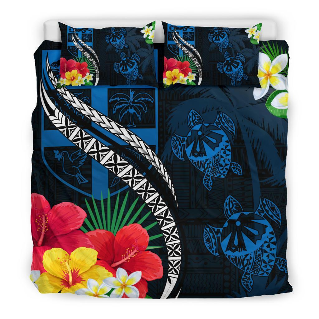 Fiji Bedding Set - Fiji Turtle Hibiscus Plumeria Coat of Arm Blue Style - Bedding Set - Vibe Hoodie Shop